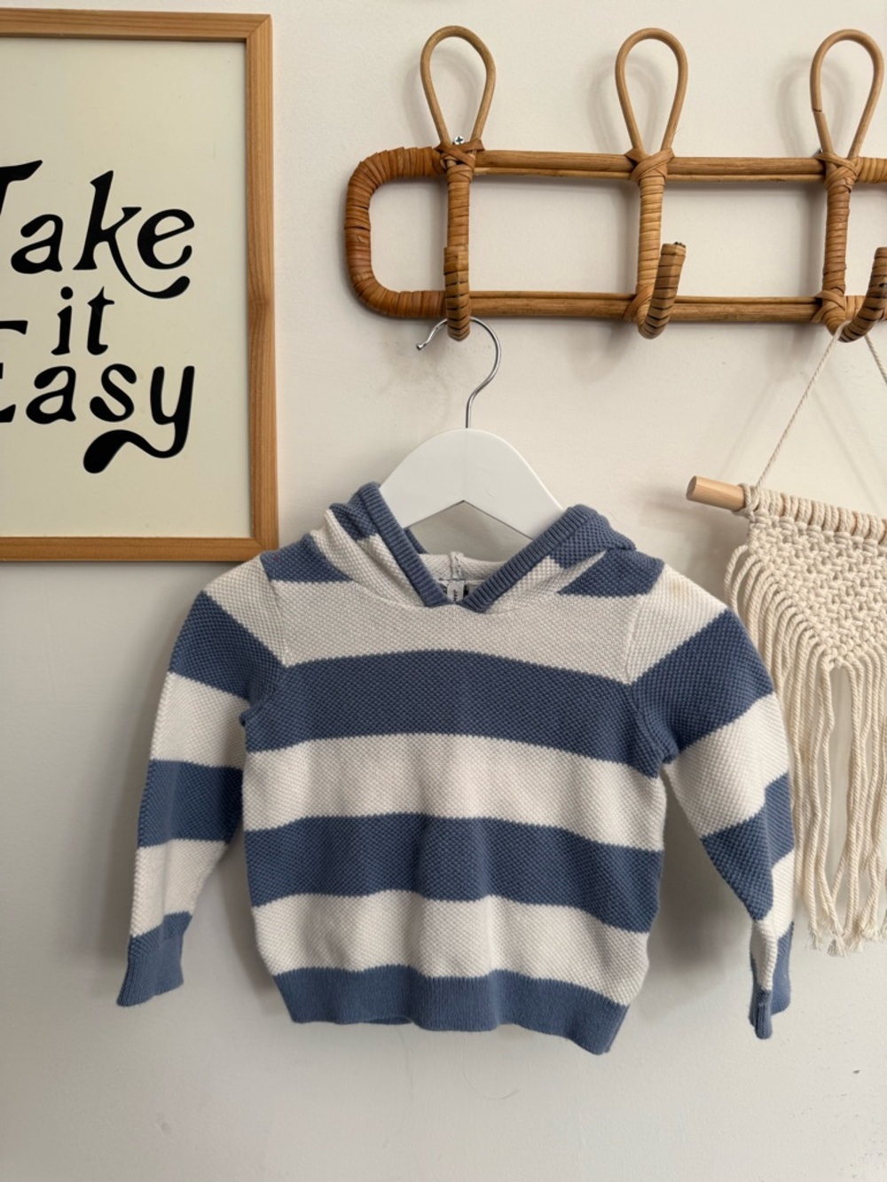 Janie and Jack - 12-18m - striped sweater with hood